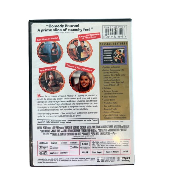American Pie DVD 1999 Comedy Movie Collectors Edition Widescreen Pre-Owned - Picture 5 of 5